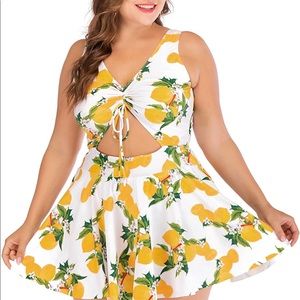 Lemon Pattern Swim Dress Swim Suit Plus Size